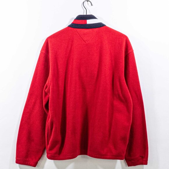 Tommy Hilfiger Flag Spell Out 1/4 Zip Fleece Pullover Medium Y2K Streetwear - Picture 13 of 13